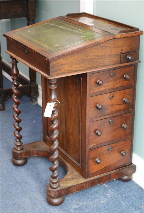 A Victorian rosewood davenport W.54cm.